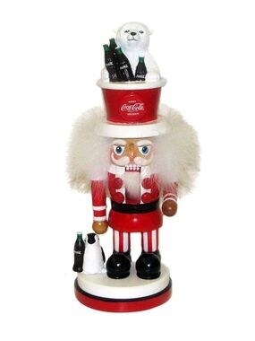 Kurt Adler Coca-Cola Hollywood Nutcracker with Polar Bear Hat 15-Inch